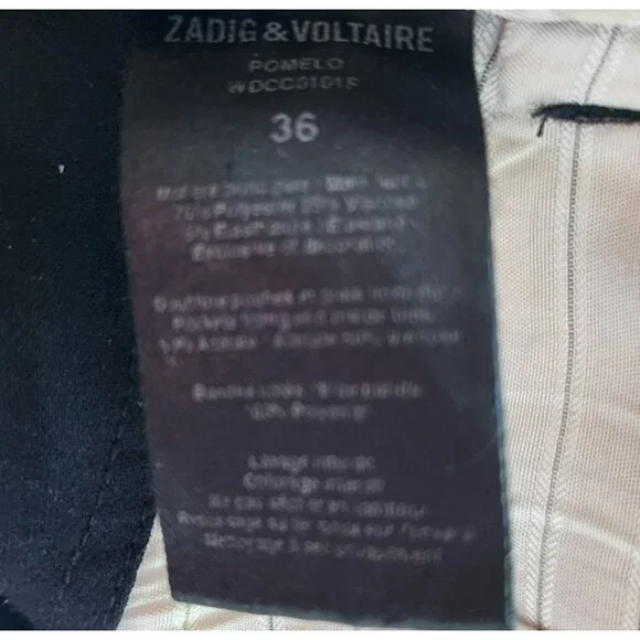Zadig & Voltaire Pants 36 Black Grosgrain Trim Low-Rise Straight Leg - Picture 6 of 7